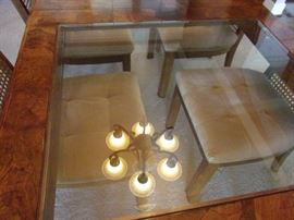 American of Martinsville Dining room set - Glass top table, 6 chairs, and China Cabinet