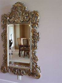Large Gold Ornate Trim Beveled Edge Mirror