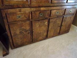 American of Martinsville Dining room set - Glass top table, 6 chairs, and China Cabinet