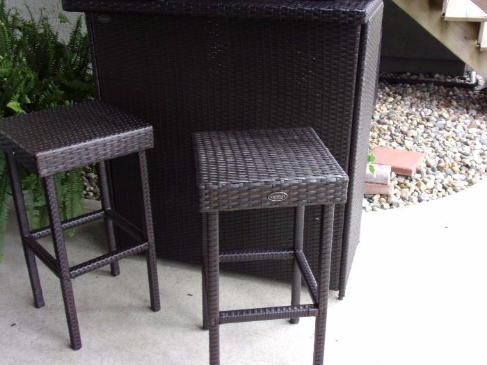 Crosley All - Weather wicker furniture bar and two stools