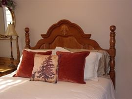 Queen four post bed and side rails, queen mattress and box springs