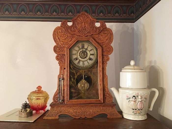 8 Day Waterbury Shelf/Mantle clock w/alarm and Barometer