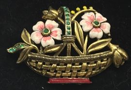 1930s enamel flower basket Coro