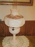 Milk glass kerosene lamp