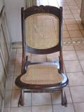 2 Folding Wicker/Cane and Wood Rockers