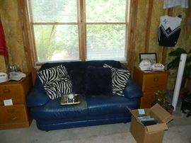 Leather Blue Love Seat