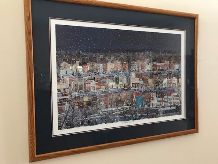 Beautiful art "Georgtown Winterscape" signed in the print and hand signed in the margin - H.T. Smith