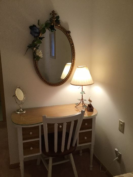 Vanity and chair, decorative wall mirror