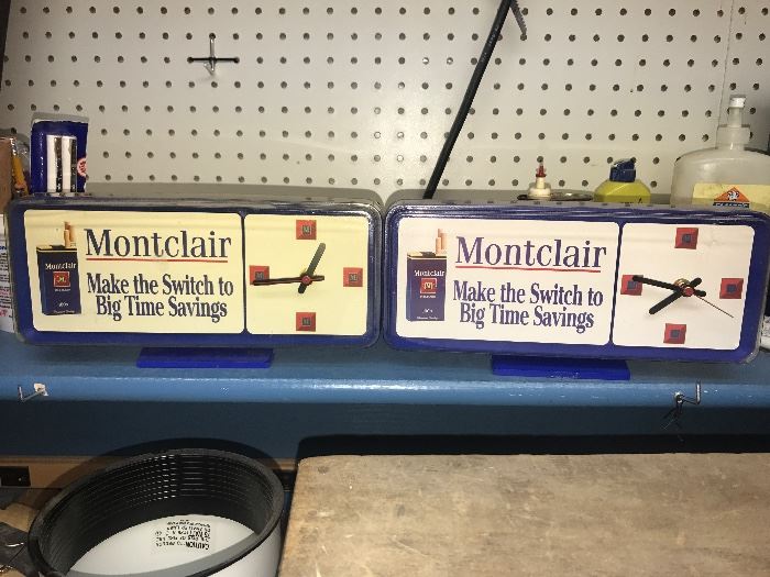 Vintage Monclair Cigarette advertising clocks