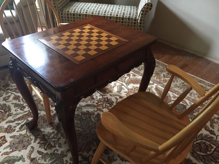 ARM CHAIRS AND GAME TABLE