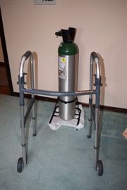 walker and oxygen tank