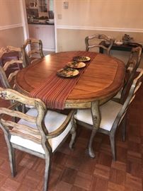 Country French Dining Table with 6 Chairs