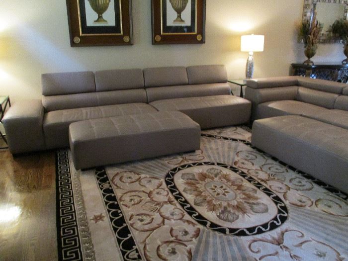 Leather sectional & 9x6 Wood Rug