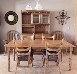Oak Kitchen Table, Oak Hutch