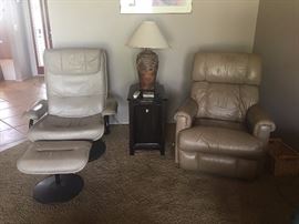 Ivory Swivel Recliner, Beige Leather Recliner