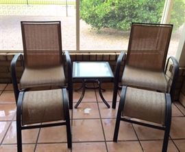 5 piece Patio Conversation set, includes 2 Rocking Chairs, 2 Ottomans, End Table