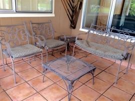 Metal Love Seat and 2 Arm Chairs