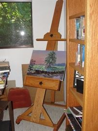 Large Custom Oak Painters Easel