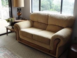 66" long x 40" deep. Excellent condition and comfortable!