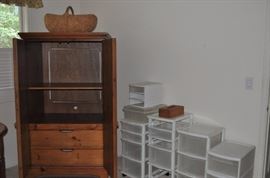 Buttocks basket, pine cabinet with opposing doors entertainment or office, assorted plastic bins and storage baskets Container Store