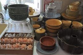 Napkin rings, bowls, dinnerware, bundt pan