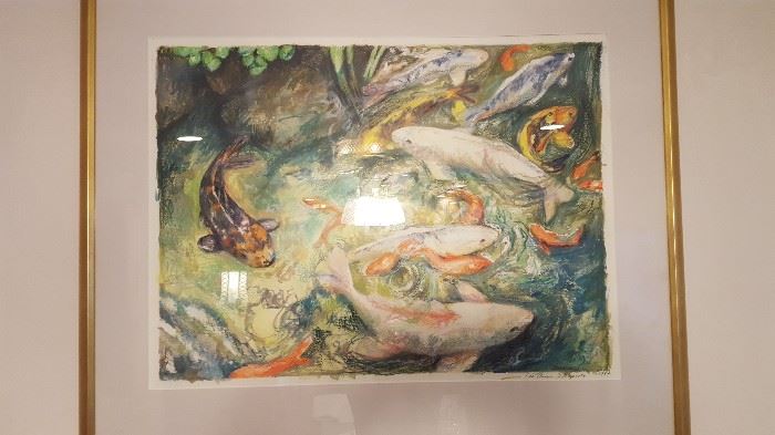 ‘Koi in Green’
Unframed size 21.5” x 30”
Mixed media on Arches paper
Archival frame, $900
