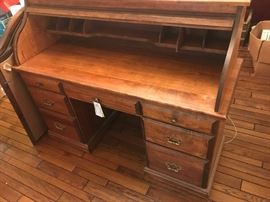 #28 Wood roll top desk 55x20x45 $175
