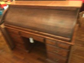 #28 Wood roll top desk 55x20x45 $175
