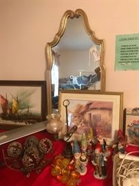 #36 Gold arched mirror 21x24 $40
