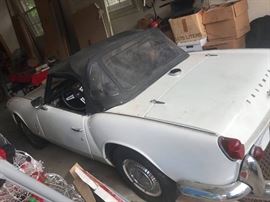 1967 Triumph car with 1966 racing motor mounted but will come with the orginal 1967 motor, along with lots of extra parts. It has excellent top no tears, no rust on the floors, is not running right now. It has all of it's parts. Needs a new home with someone who wants to fix it back up. 
$8000 for it all.
