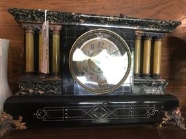 #30 Black marble clock, 18x7x11, $175