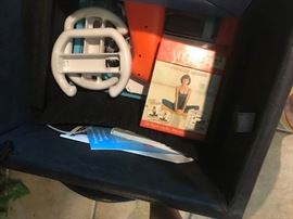 #24 Double storage unit bench with Wii game system, $300