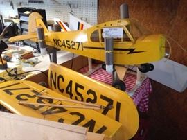 #93 Yellow piper cub wood / polyester plane, no engine, $125
