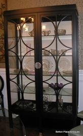 Hickory large lighted display case standing 82 inches tall, 46 inches wide, and 18 1/2 inches deep