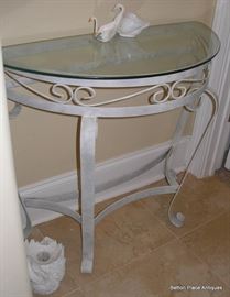 Metal and Glass top half Moon Table