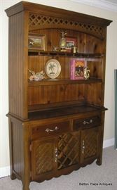 Hutch wine rack measuring 52 inches wide, 80 inches tall, 17 inches deep by Hickory