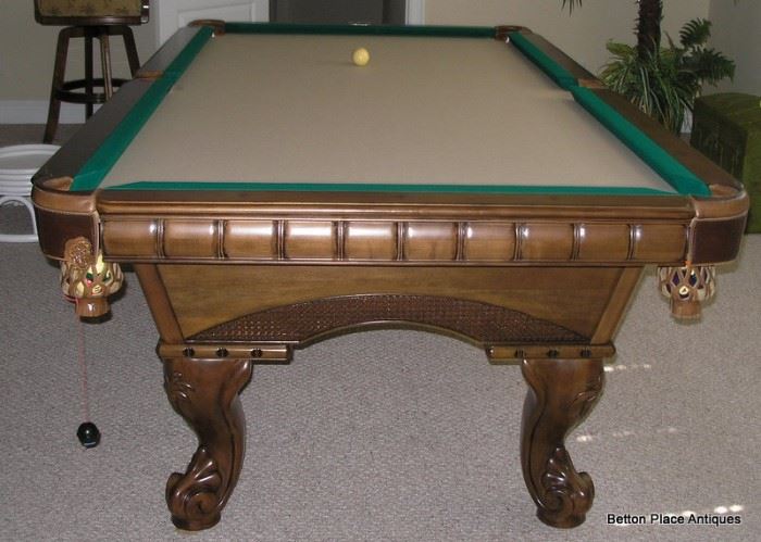 American Heritage  Slate Billiard Table measuring 55 inches wide, 99 inches long with ping pong board and net etc, score board 