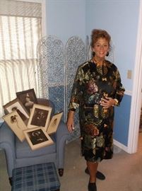 Embroidered silk coat dress from Korea