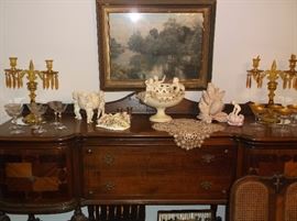Beautiful sideboard with carvings and inlaid design