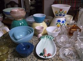 Blue nesting Fire King bowls 