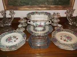 "Antique"  13 pc. Whieldon Ware by F.W. Winkle & Co. England and Occupied Japan demi-tasse cups