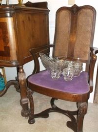 Cane back dining chairs, set of six