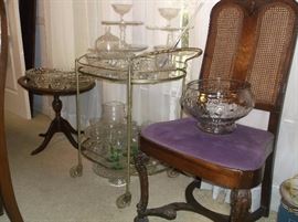 Tea cart and small mahogany tea table w/lift off tray