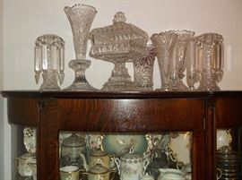 Pressed glass and cut glass lusters 