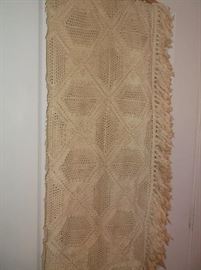 Beautiful hand crocheted fringed spread; popcorn pattern