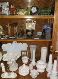 Milk glass and pottery