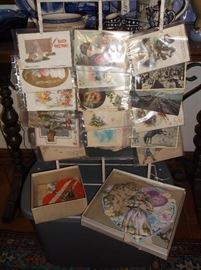 A few of the many vintage postcards and vintage valentines