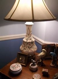 One of a pair of handpainted lamps