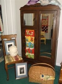 Chifferobe and large handmade split oak basket