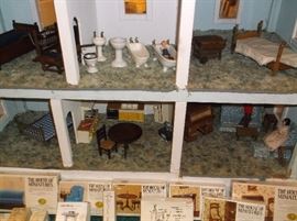 Doll house back view with furniture